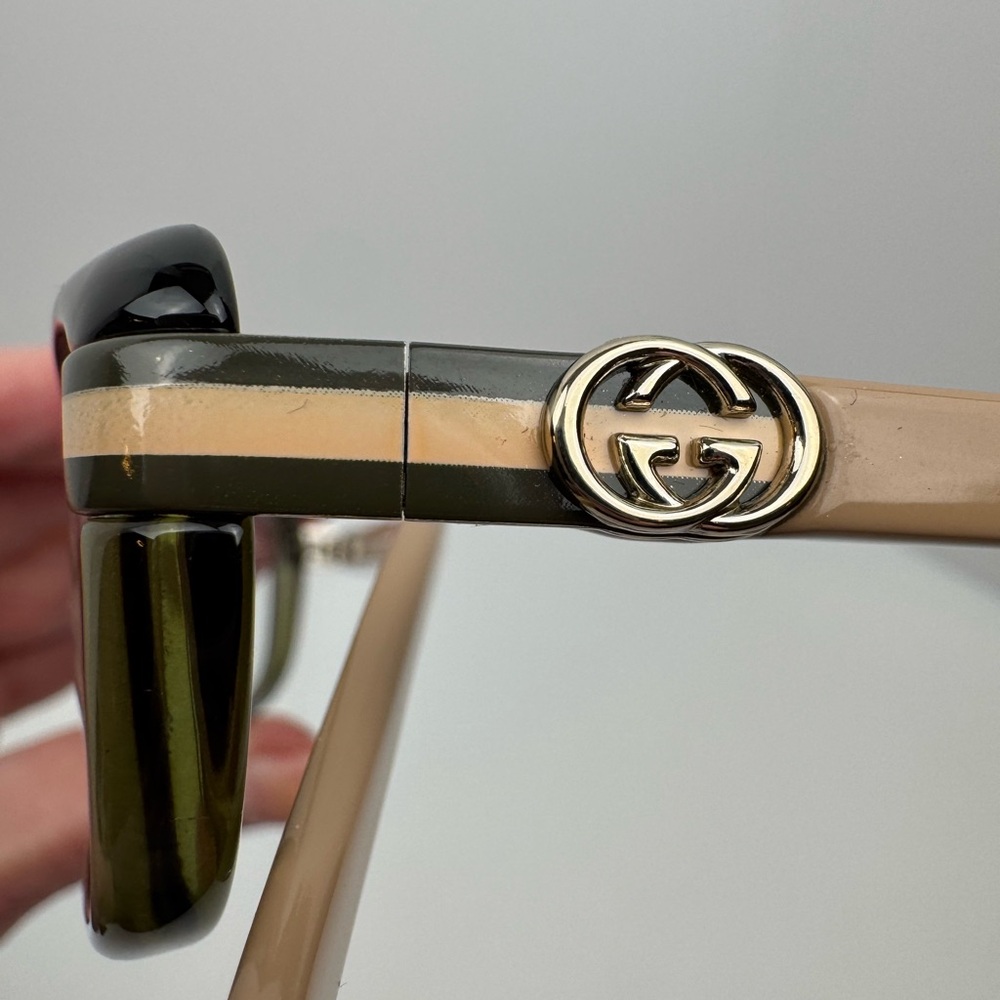 GUCCI EYEGLASSES GG 3200 310 140 TRANSPARENT GREEN & NUDE BEIGE Semi Cat Eye - Picture 16 of 16